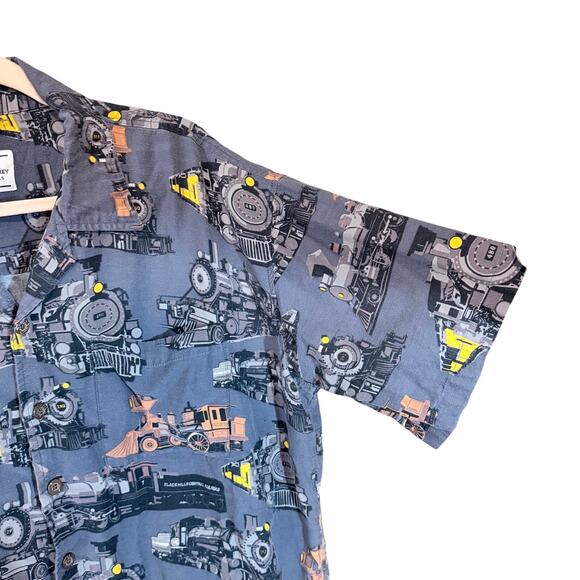 Men’s David Carey Train Print Button Down Shirt XL Steam Engine Locomotive Retro - Picture 6 of 7